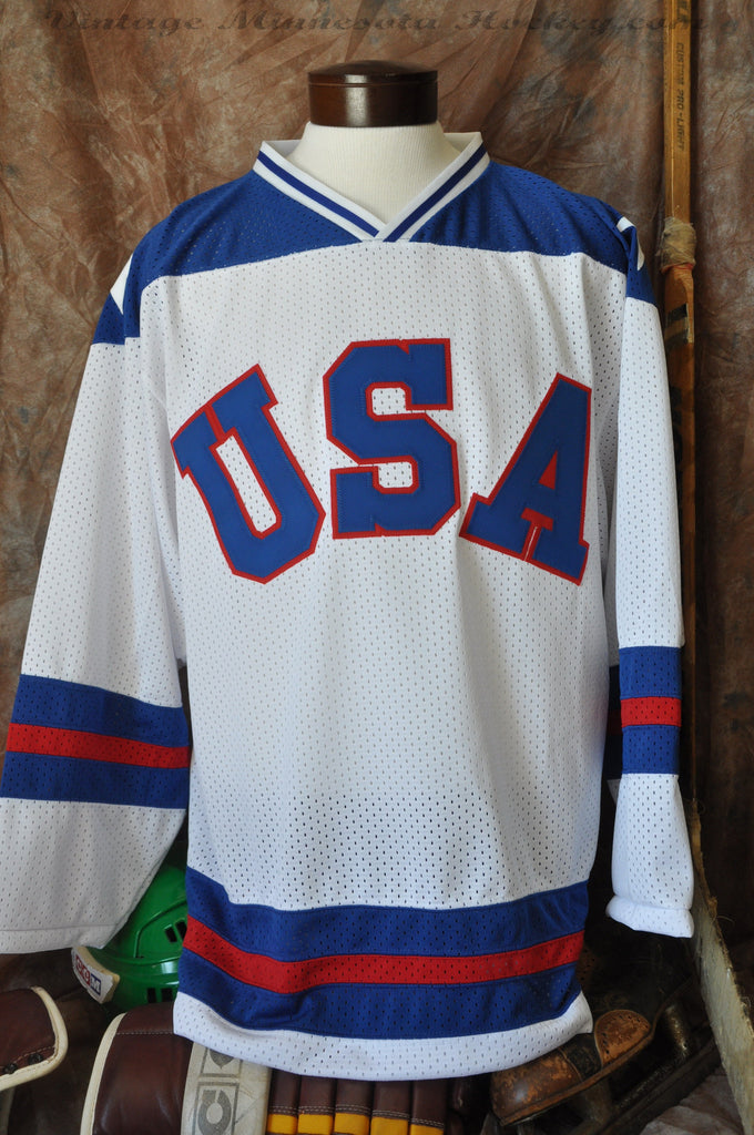  Blue Away 1980 USA Olympic Hockey Replica Game Mesh Jersey  Miracle on Ice Adult (Small) : Sports & Outdoors